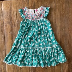 Mini Boden green bunny print dress